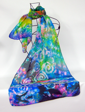 Load image into Gallery viewer, Silk Habotai Scarf Celtic Summer Rainbow Garden
