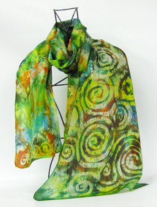 Silk Scarf Celtic Earthy Greens