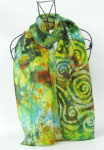 Load image into Gallery viewer, Silk Scarf Celtic Earthy Greens
