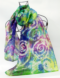 Silk Scarf Light Weight Celtic Green Water Garden