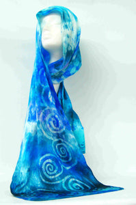 Silk Satin Scarf Celtic Teal Ocean