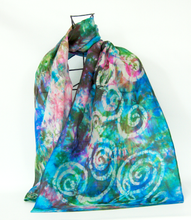 Load image into Gallery viewer, Silk Scarf The Celtic Green Rose Garden
