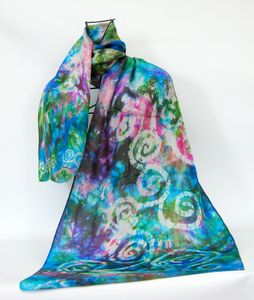 Silk Scarf The Celtic Green Rose Garden