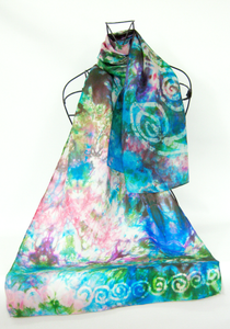 Silk Scarf The Celtic Green Rose Garden