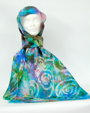 Load image into Gallery viewer, Silk Scarf The Celtic Green Rose Garden
