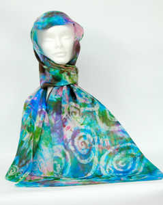 Silk Scarf The Celtic Green Rose Garden