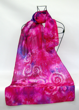 Load image into Gallery viewer, Silk Scarf Pinky Purple Spiral
