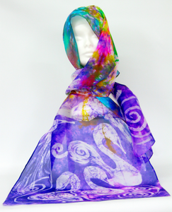 Silk Scarf Light weight Habotai The Purple Swan