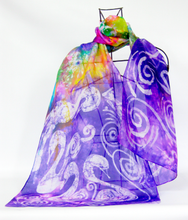 Load image into Gallery viewer, Silk Scarf Light weight Habotai The Purple Swan
