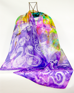 Silk Scarf Light weight Habotai The Purple Swan