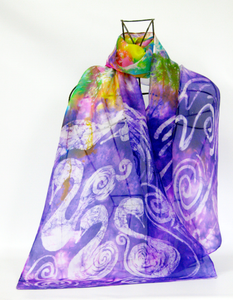 Silk Scarf Light weight Habotai The Purple Swan