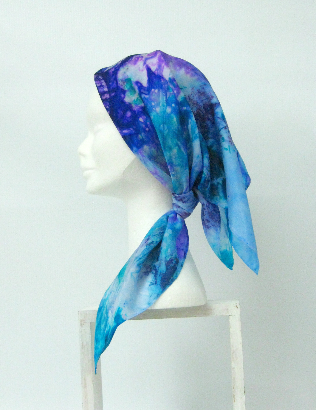 Silk Square Scarf Celtic Lilac Aqua