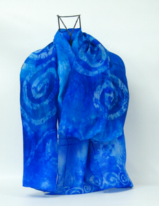 Large Silk Shawl Celtic Blue