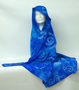 Large Silk Shawl Celtic Blue