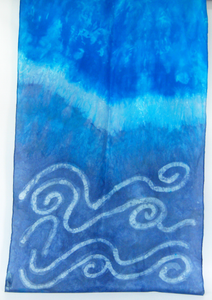 Large Silk Shawl Turquoise Blue Swans